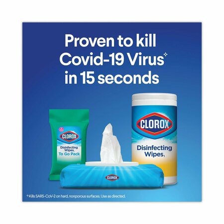 Clorox Disinfecting Wipes, To Go Pack, 1-Ply, 6.53 x 2.79, Fresh Scent, White, 9 Wipes, 24PK 60133